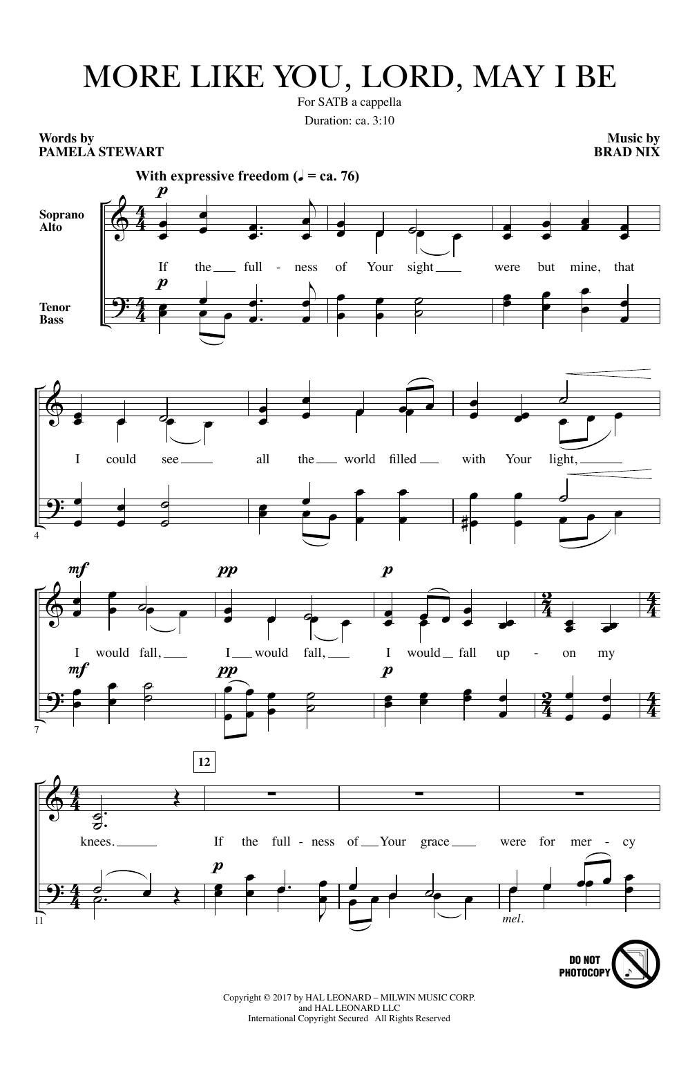 Brad Nix More Like You, Lord, May I Be Sheet Music Notes & Chords for SATB - Download or Print PDF