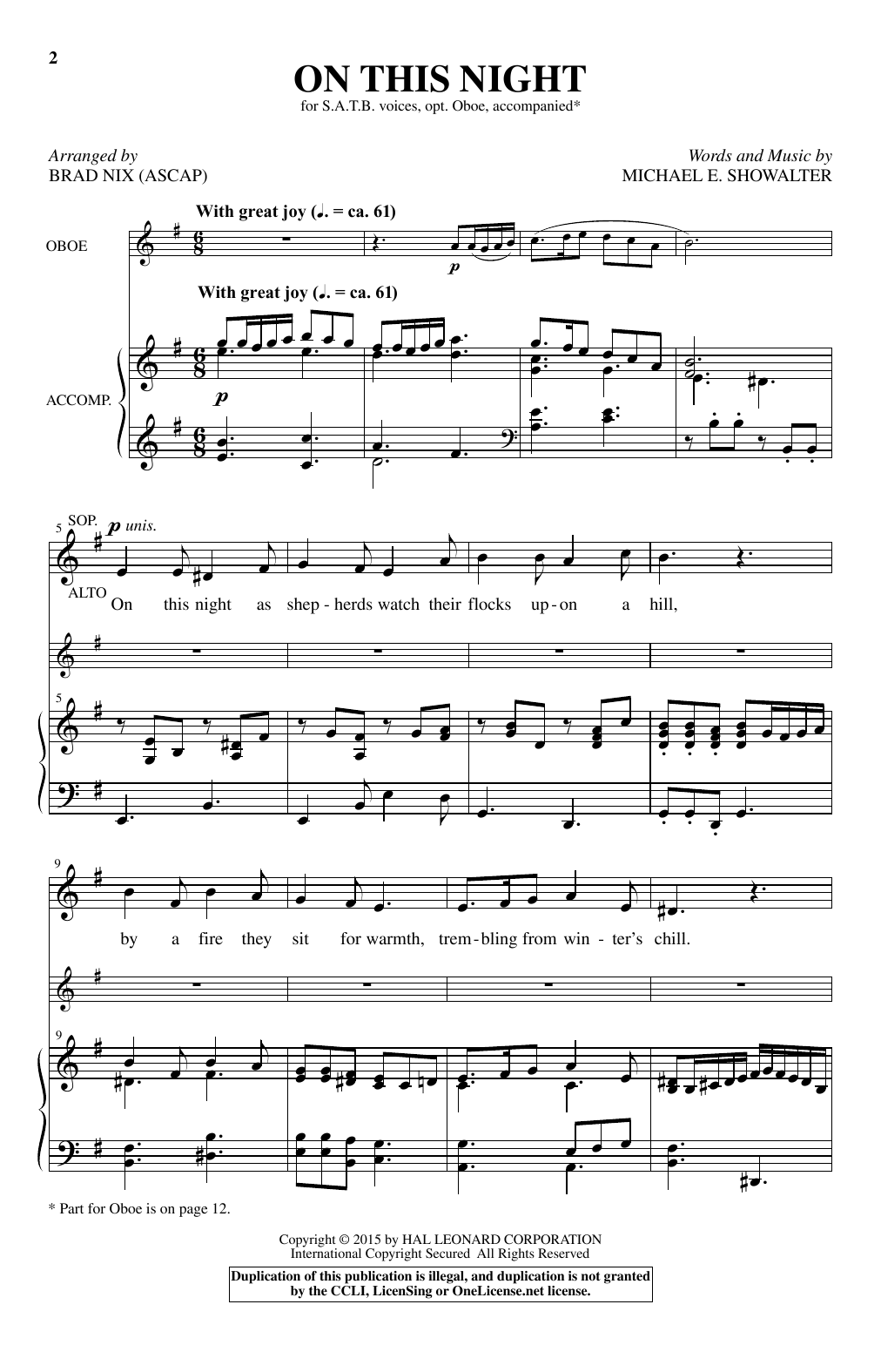 Brad Nix On This Night Sheet Music Notes & Chords for SATB - Download or Print PDF