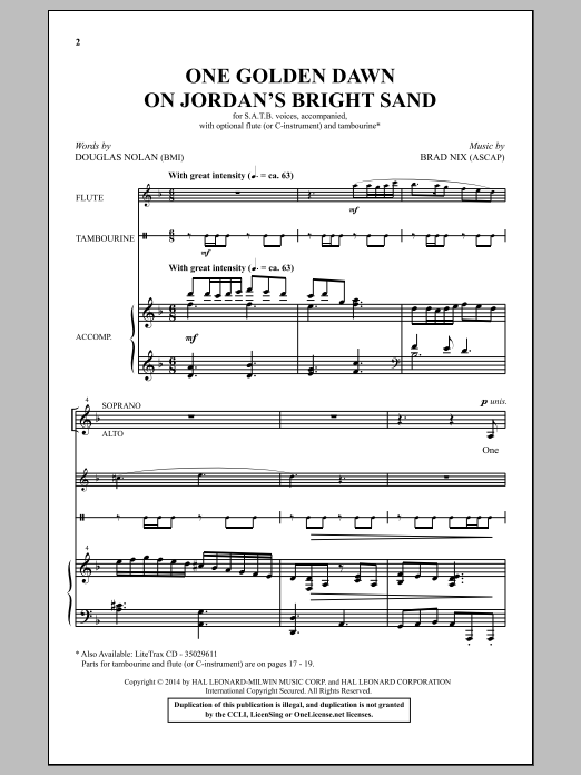 Brad Nix One Golden Dawn On Jordan's Bright Sand Sheet Music Notes & Chords for SATB - Download or Print PDF