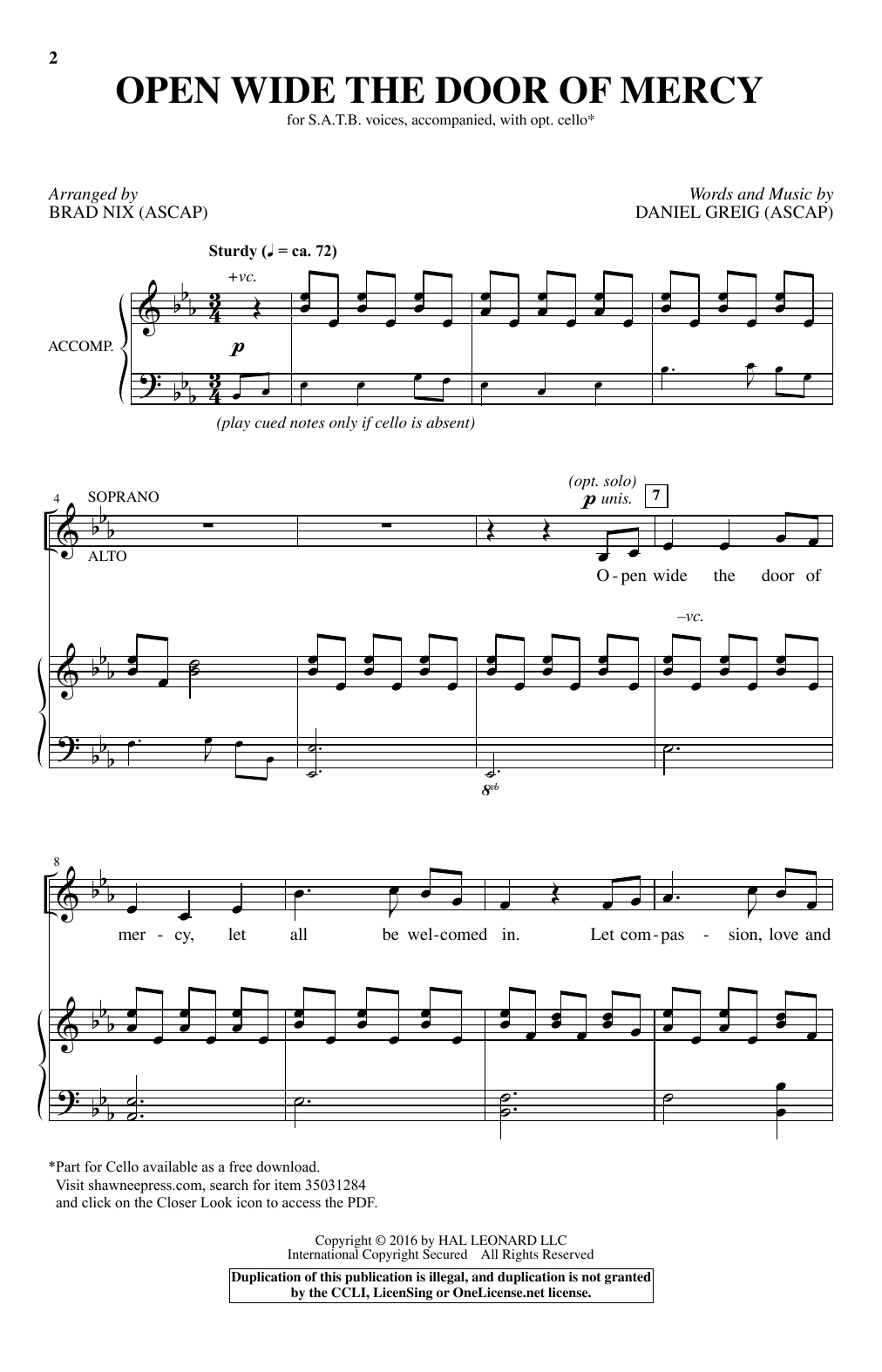 Brad Nix Open Wide The Door Of Mercy Sheet Music Notes & Chords for SATB - Download or Print PDF