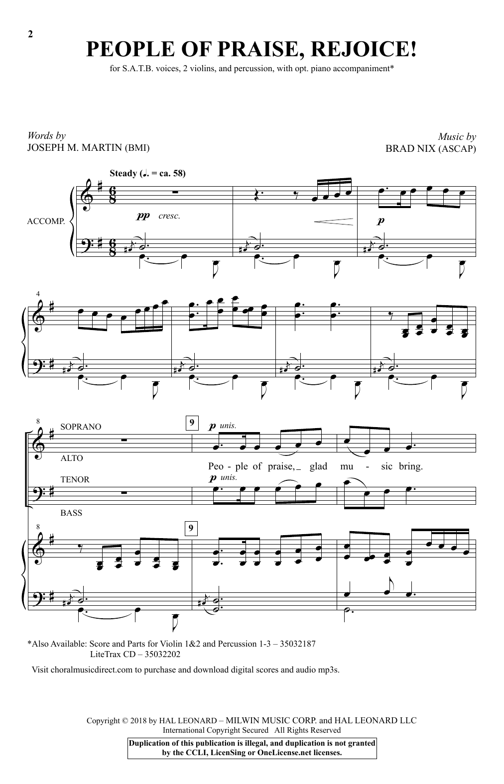 Brad Nix People Of Praise, Rejoice! Sheet Music Notes & Chords for SATB - Download or Print PDF