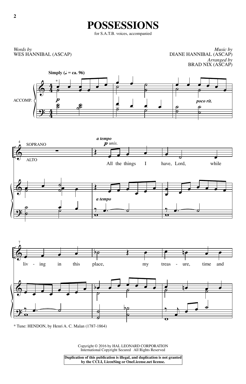 Brad Nix Possessions Sheet Music Notes & Chords for SATB - Download or Print PDF