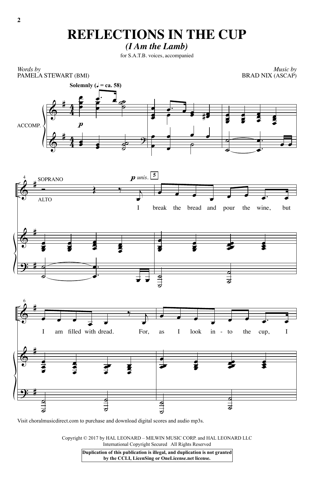 Brad Nix Reflections In The Cup (I Am The Lamb) Sheet Music Notes & Chords for SATB - Download or Print PDF