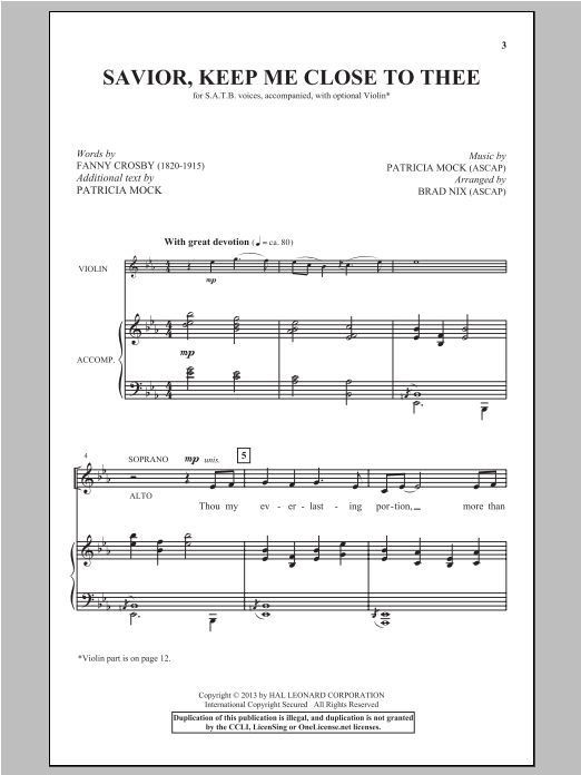 Brad Nix Savior, Keep Me Close To Thee Sheet Music Notes & Chords for SATB - Download or Print PDF