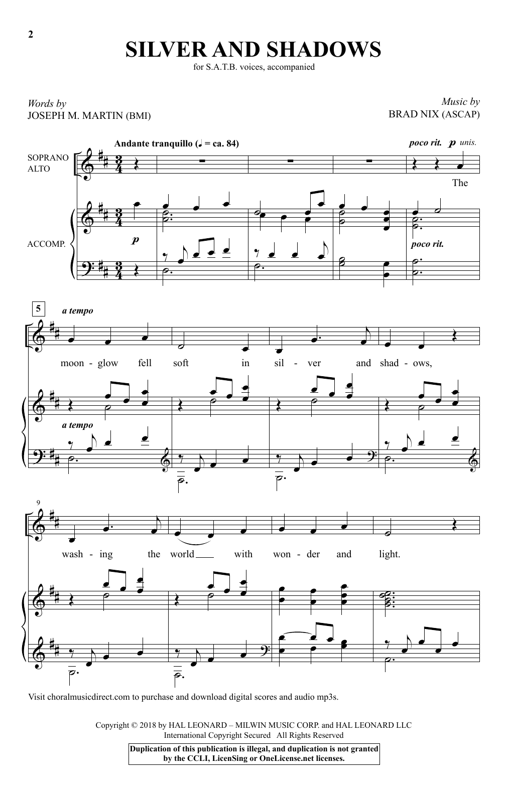 Brad Nix Silver And Shadows Sheet Music Notes & Chords for SATB - Download or Print PDF