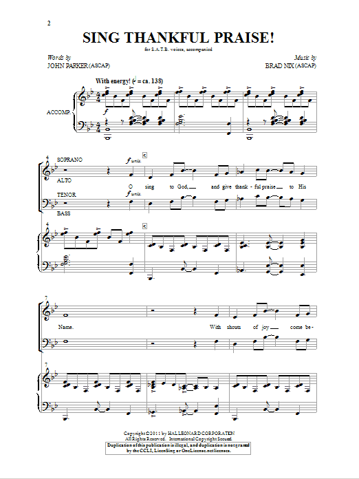 Brad Nix Sing Thankful Praise! Sheet Music Notes & Chords for SATB - Download or Print PDF