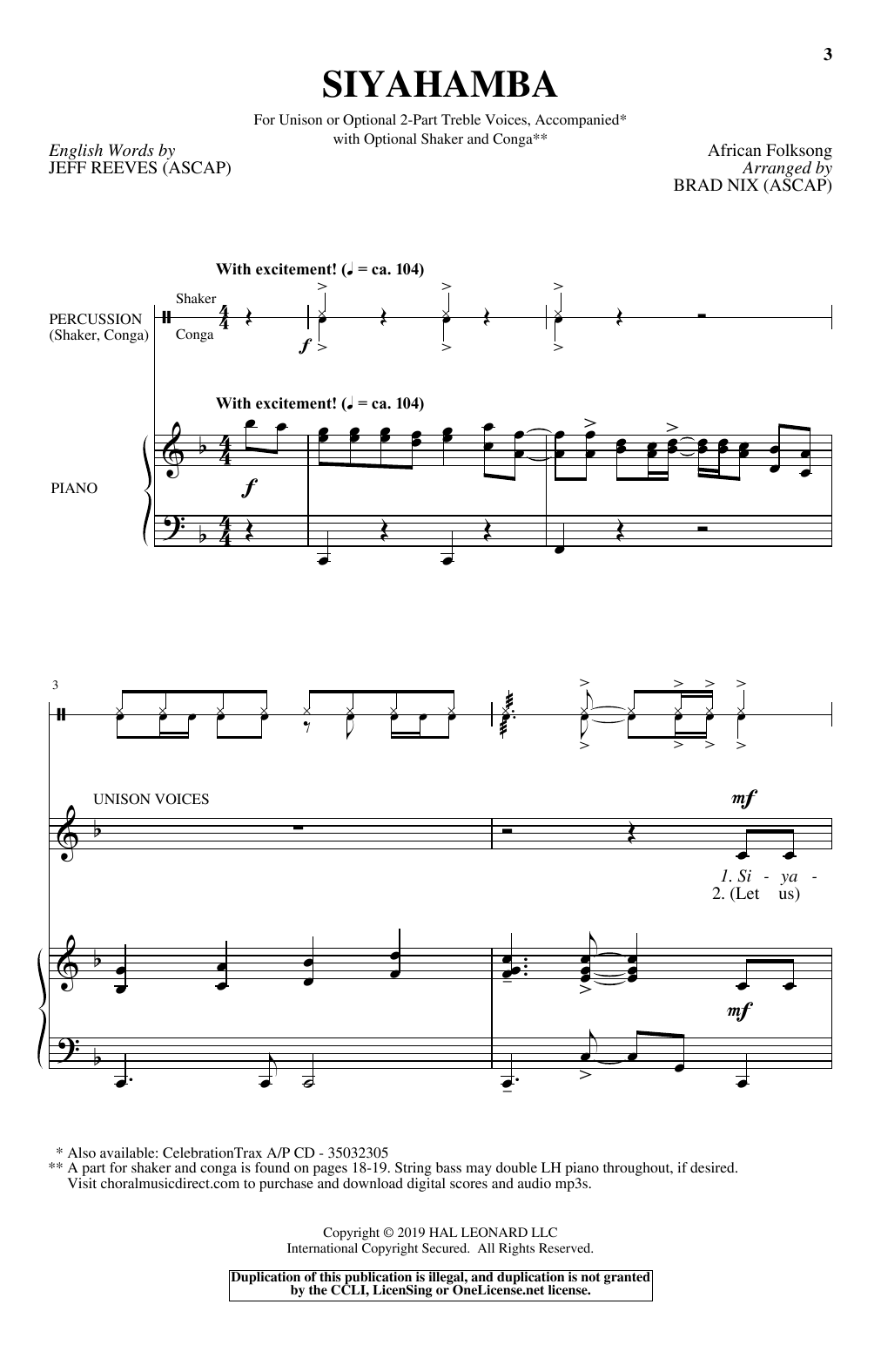 Brad Nix Siyahamba Sheet Music Notes & Chords for Choral - Download or Print PDF