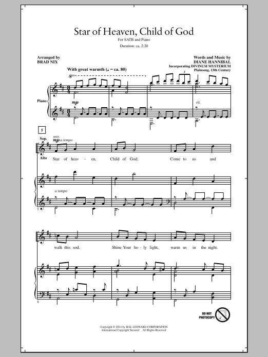 Brad Nix Star Of Heaven, Child Of God Sheet Music Notes & Chords for SATB - Download or Print PDF