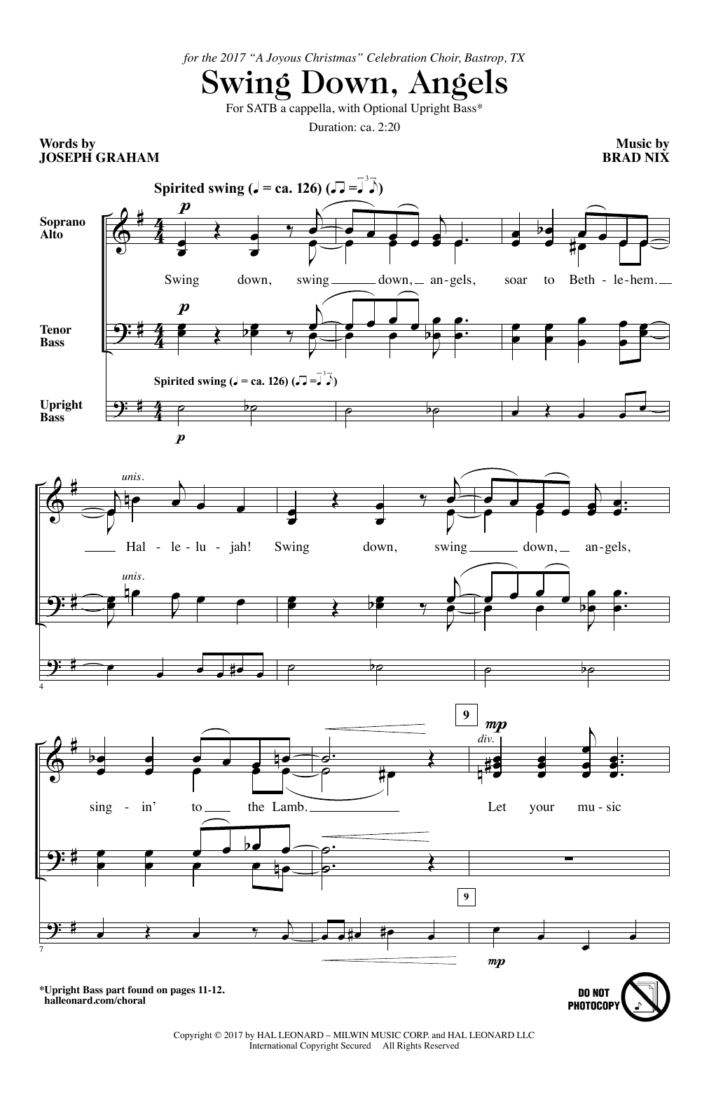 Brad Nix Swing Down, Angels Sheet Music Notes & Chords for SATB - Download or Print PDF