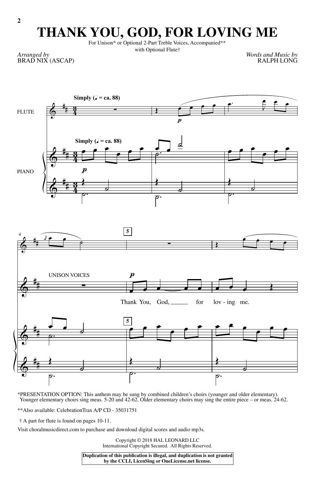 Brad Nix Thank You, God, For Loving Me Sheet Music Notes & Chords for Choral - Download or Print PDF