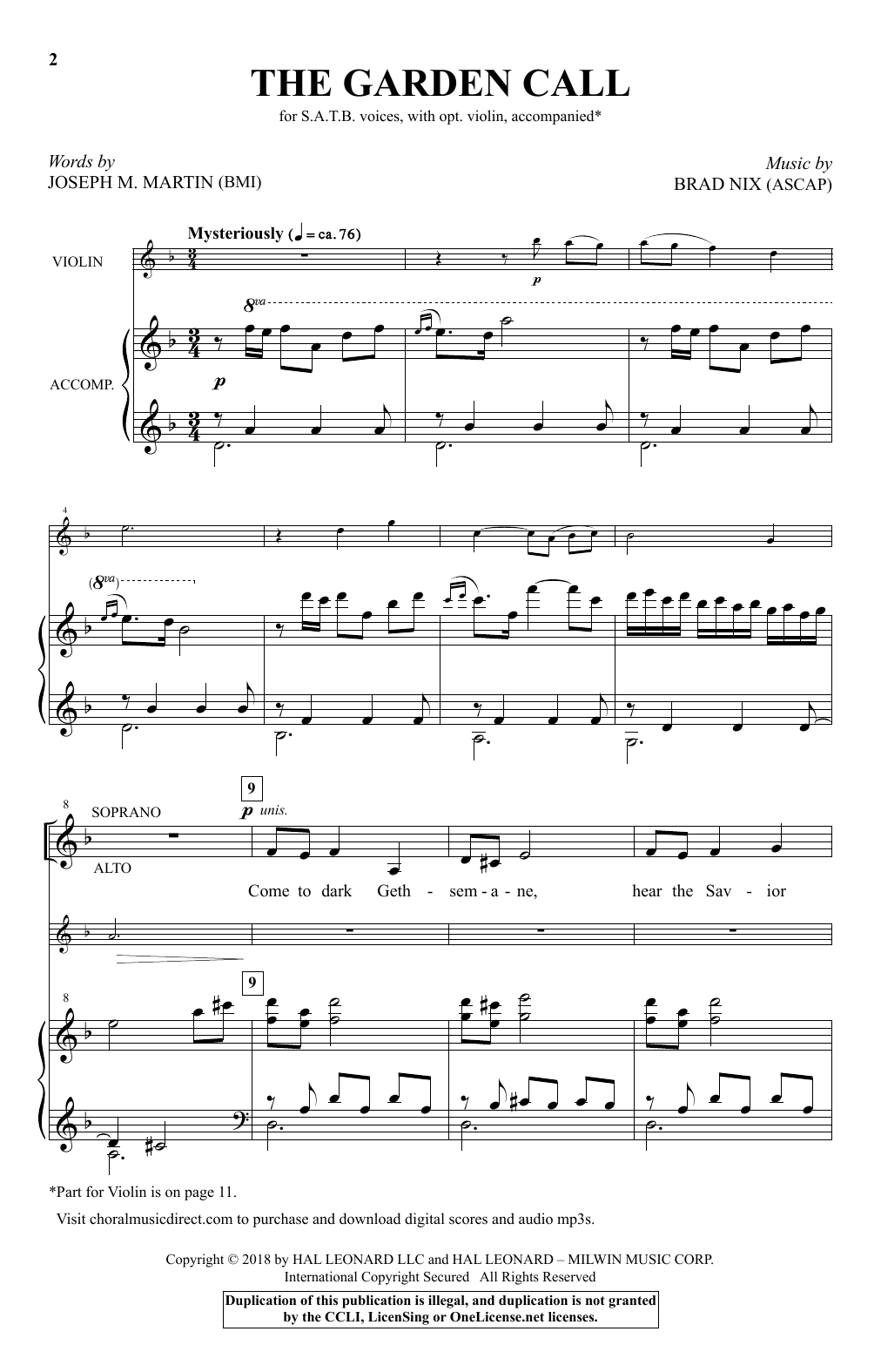 Brad Nix The Garden Call Sheet Music Notes & Chords for Choral - Download or Print PDF