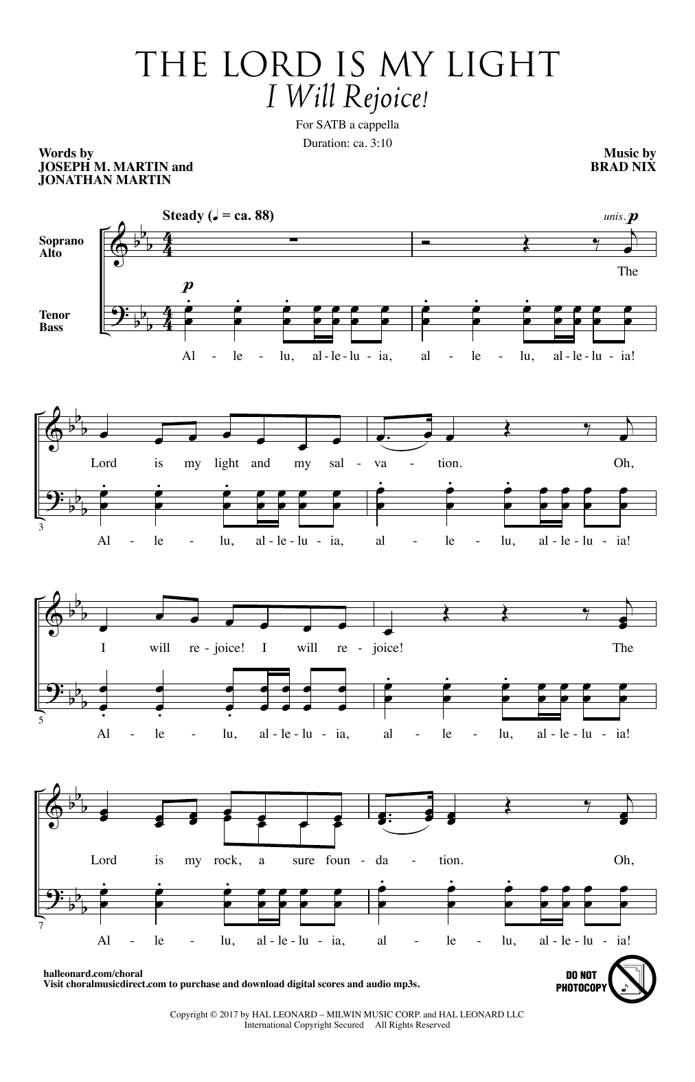 Brad Nix The Lord Is My Light (I Will Rejoice!) Sheet Music Notes & Chords for SATB - Download or Print PDF