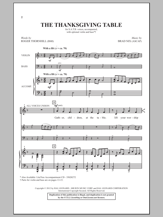 Brad Nix The Thanksgiving Table Sheet Music Notes & Chords for SATB - Download or Print PDF