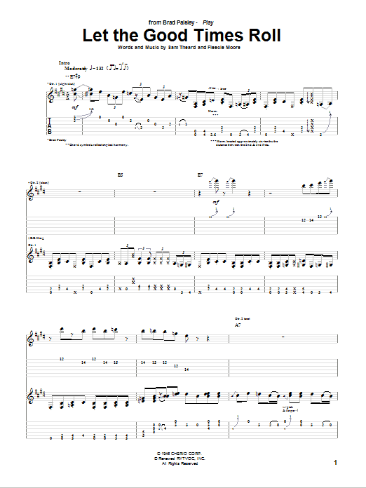 Brad Paisley Let The Good Times Roll Sheet Music Notes & Chords for Guitar Tab - Download or Print PDF Brad Paisley Let The Good Times Roll Sheet Music Notes & Chords for Guitar Tab - Download or Print PDF