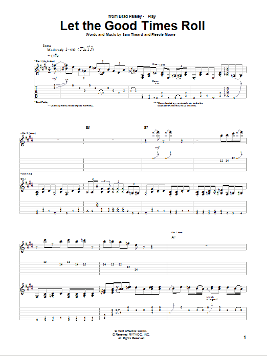 Brad Paisley Let The Good Times Roll Sheet Music Notes & Chords for Guitar Tab - Download or Print PDF