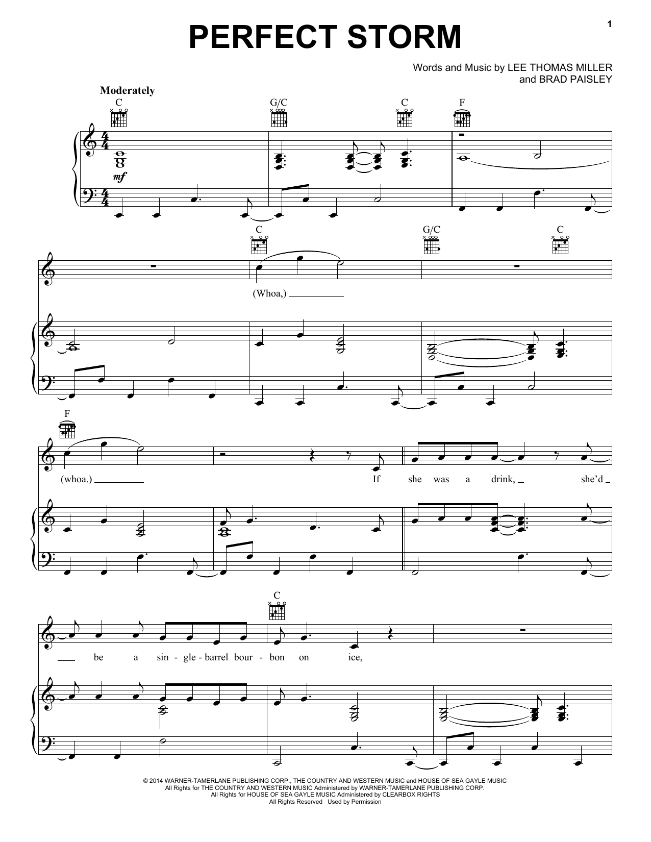 Brad Paisley Perfect Storm Sheet Music Notes & Chords for Piano, Vocal & Guitar (Right-Hand Melody) - Download or Print PDF