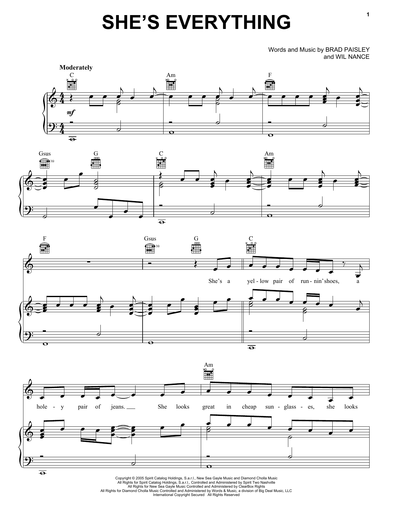Brad Paisley She's Everything Sheet Music Notes & Chords for Easy Guitar Tab - Download or Print PDF