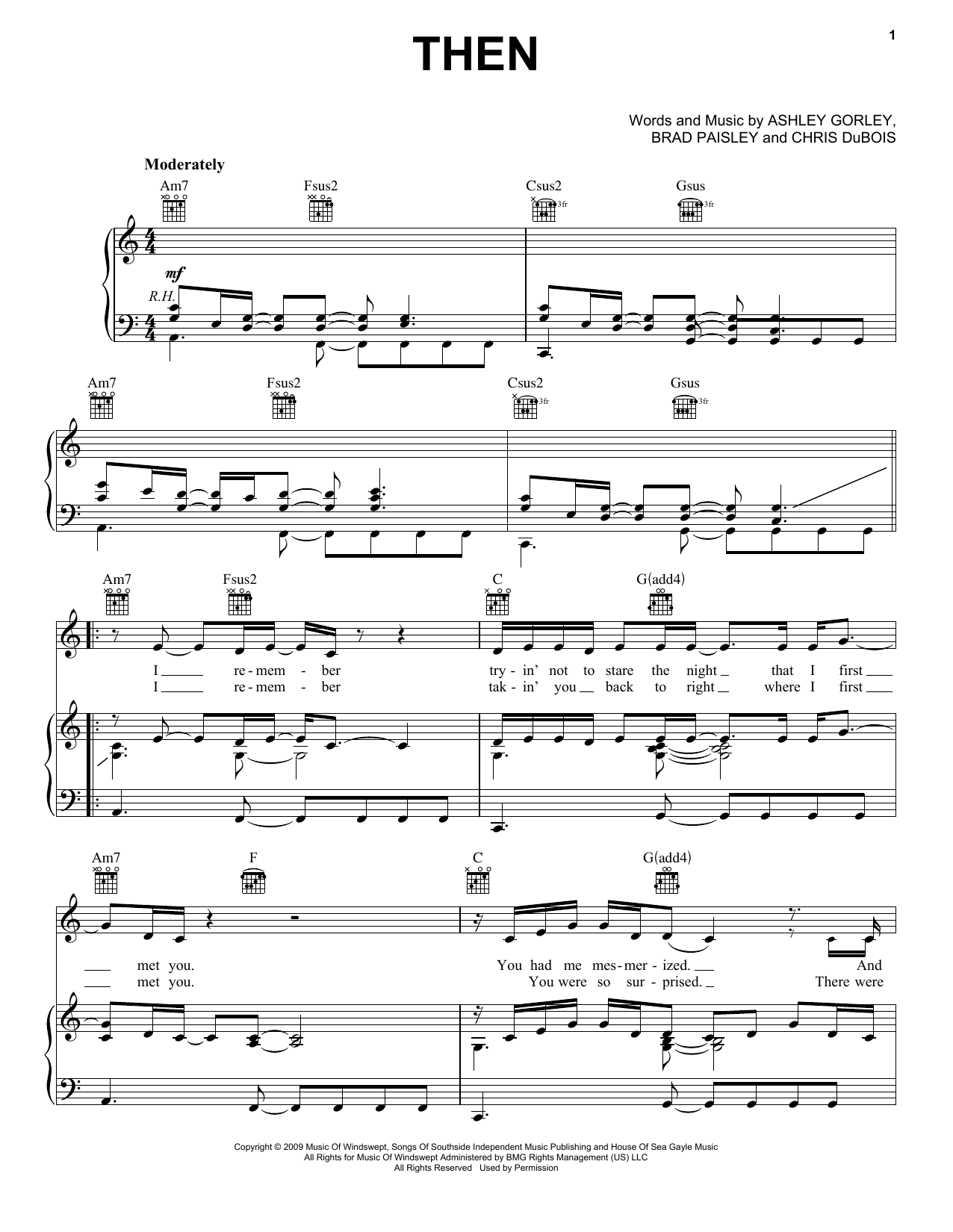 Brad Paisley Then Sheet Music Notes & Chords for Easy Piano - Download or Print PDF