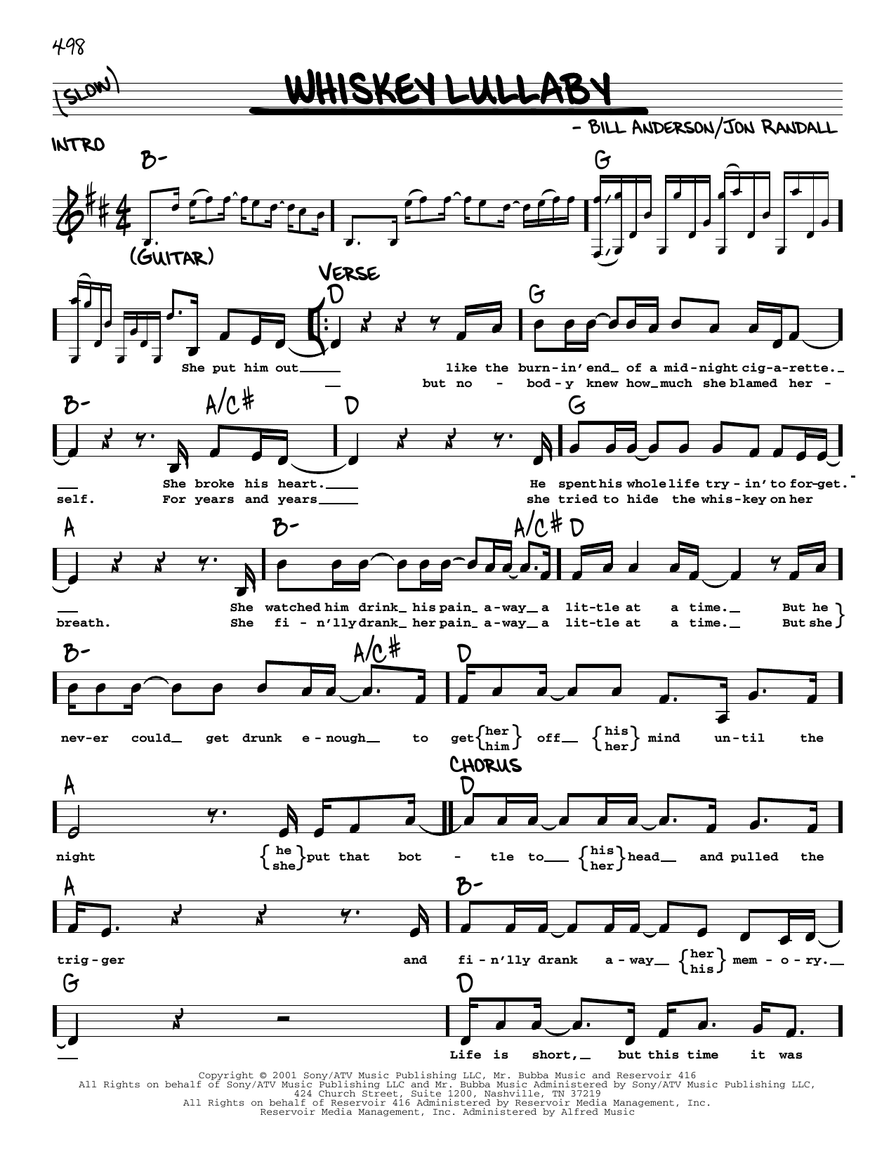 Brad Paisley Whiskey Lullaby (feat. Alison Krauss) Sheet Music Notes & Chords for Lyrics & Chords - Download or Print PDF