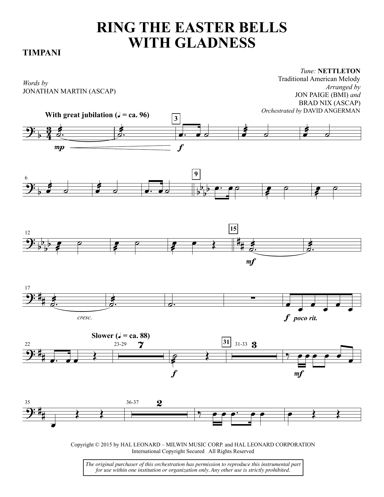 Preview Brad Nix Ring the Easter Bells with Gladness - Timpani Romantic sheet music, notes and chords for Choir Instrumental Pak, SKU: 345198 Ring the Easter Bells with Gladness - Timpani sheet music