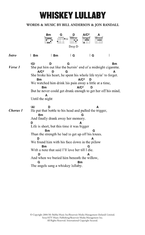 Brad Paisley Whiskey Lullaby Feat Alison Krauss Sheet Music Download Pdf Score 124624