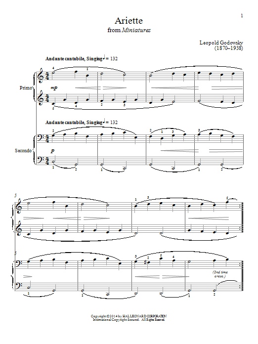 Bradley Beckman Ariette Sheet Music Notes & Chords for Piano Duet - Download or Print PDF Bradley Beckman Ariette Sheet Music Notes & Chords for Piano Duet - Download or Print PDF