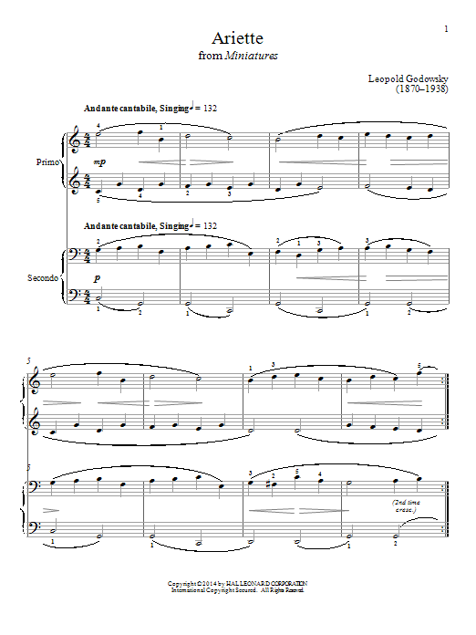 Bradley Beckman Ariette Sheet Music Notes & Chords for Piano Duet - Download or Print PDF