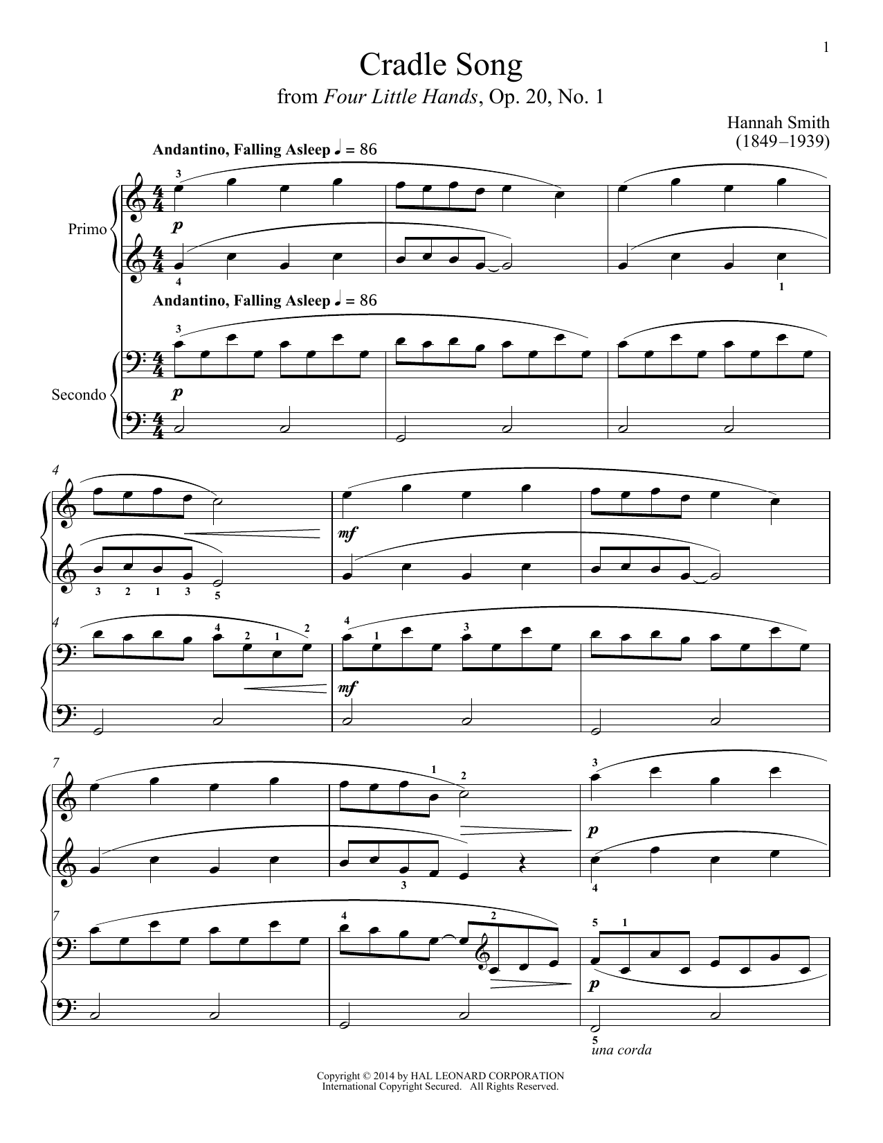 Bradley Beckman Cradle Song Sheet Music Notes & Chords for Piano Duet - Download or Print PDF