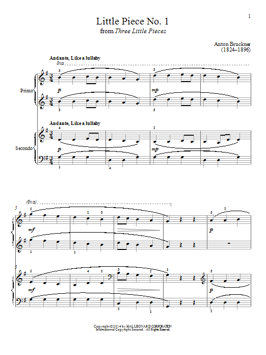 Bradley Beckman Little Piece No. 1 Sheet Music Notes & Chords for Piano Duet - Download or Print PDF