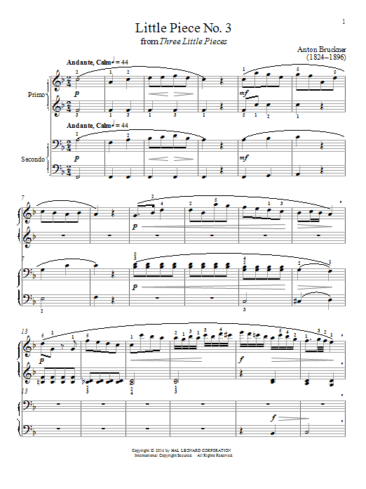 Bradley Beckman Little Piece No. 3 Sheet Music Notes & Chords for Piano Duet - Download or Print PDF