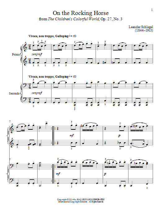 Bradley Beckman On The Rocking Horse Sheet Music Notes & Chords for Piano Duet - Download or Print PDF