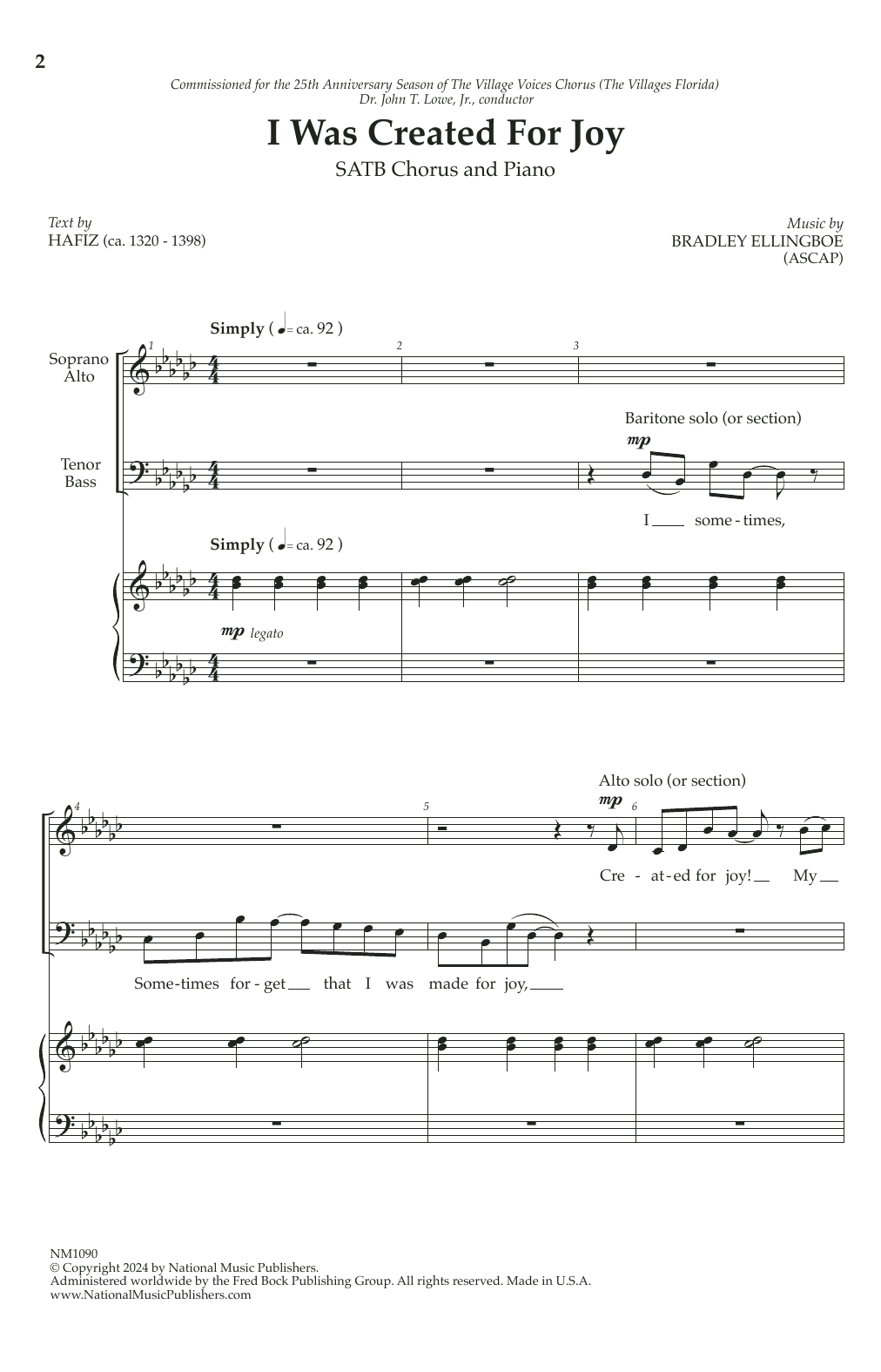 Bradley Ellingboe I Was Created For Joy Sheet Music Notes & Chords for SATB Choir - Download or Print PDF