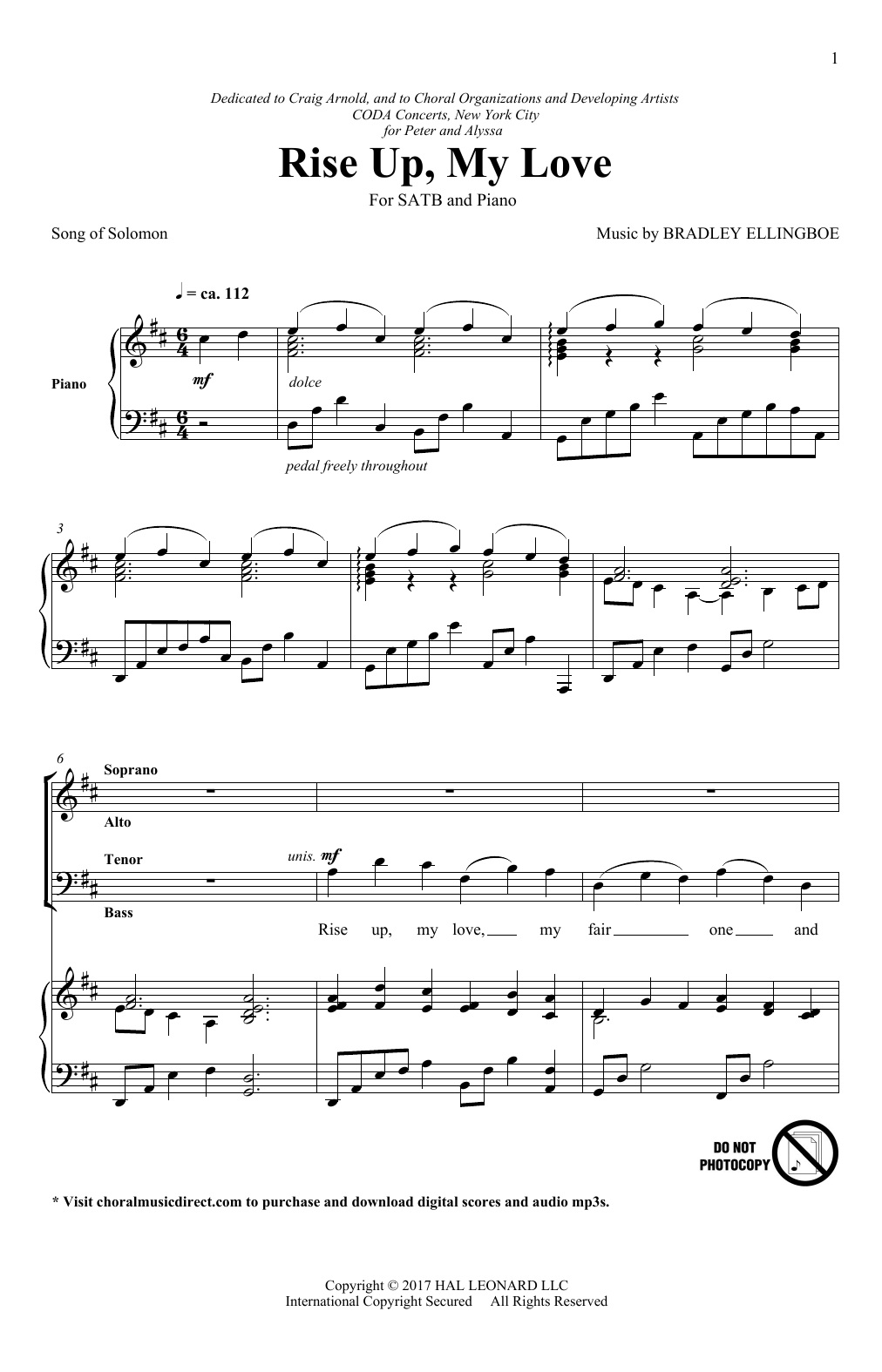 Bradley Ellingboe Rise Up, My Love Sheet Music Notes & Chords for SATB - Download or Print PDF