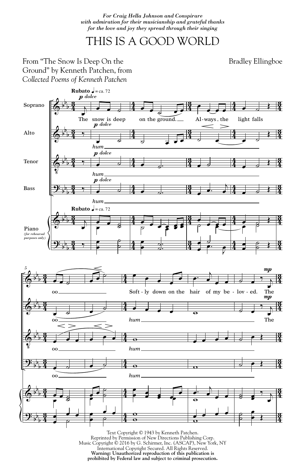 Bradley Ellingboe This Is A Good World Sheet Music Notes & Chords for SATB - Download or Print PDF
