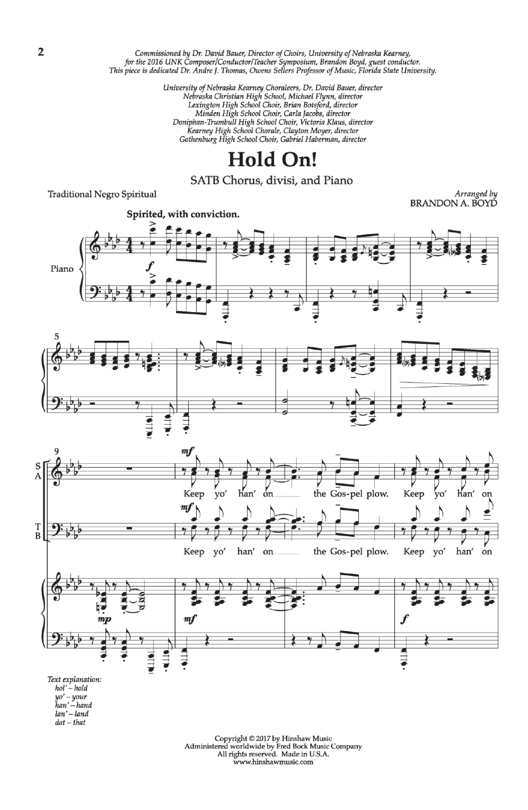 Brandon A. Boyd Hold On! Sheet Music Notes & Chords for Choral - Download or Print PDF