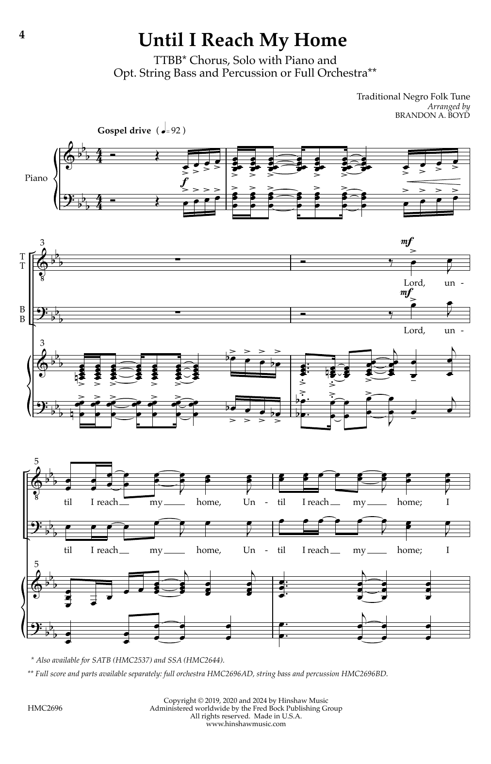 Brandon A. Boyd Until I Reach My Home Sheet Music Notes & Chords for TTBB Choir - Download or Print PDF