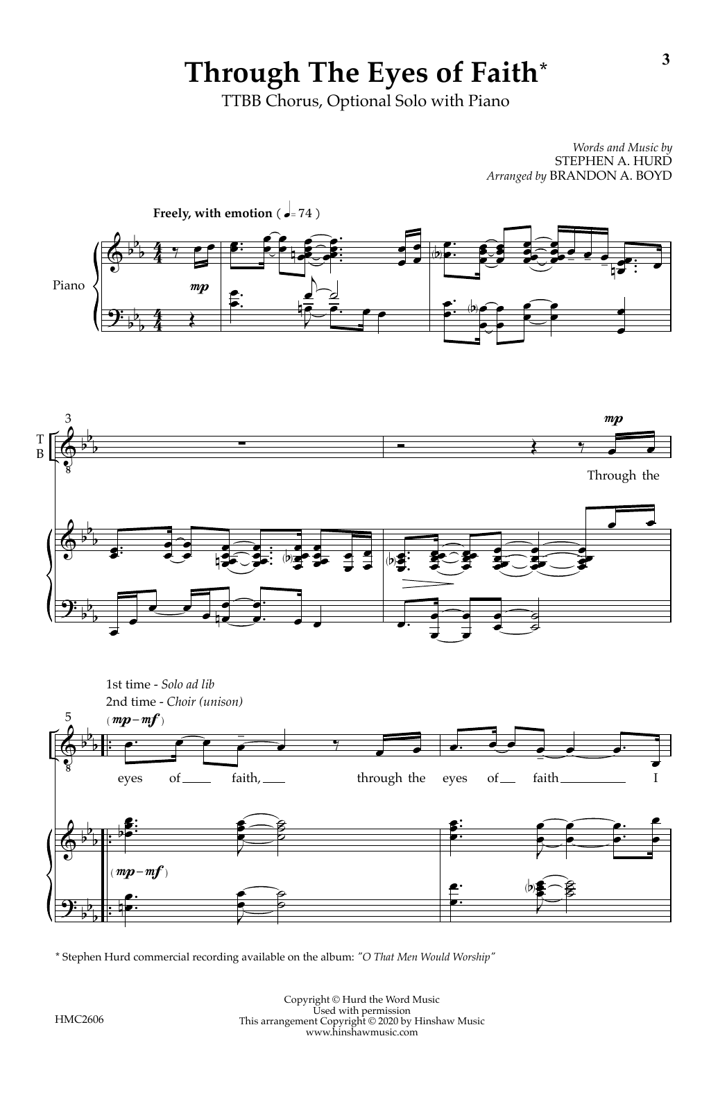 Brandon Boyd Through The Eyes Of Faith Sheet Music Notes & Chords for TTBB Choir - Download or Print PDF