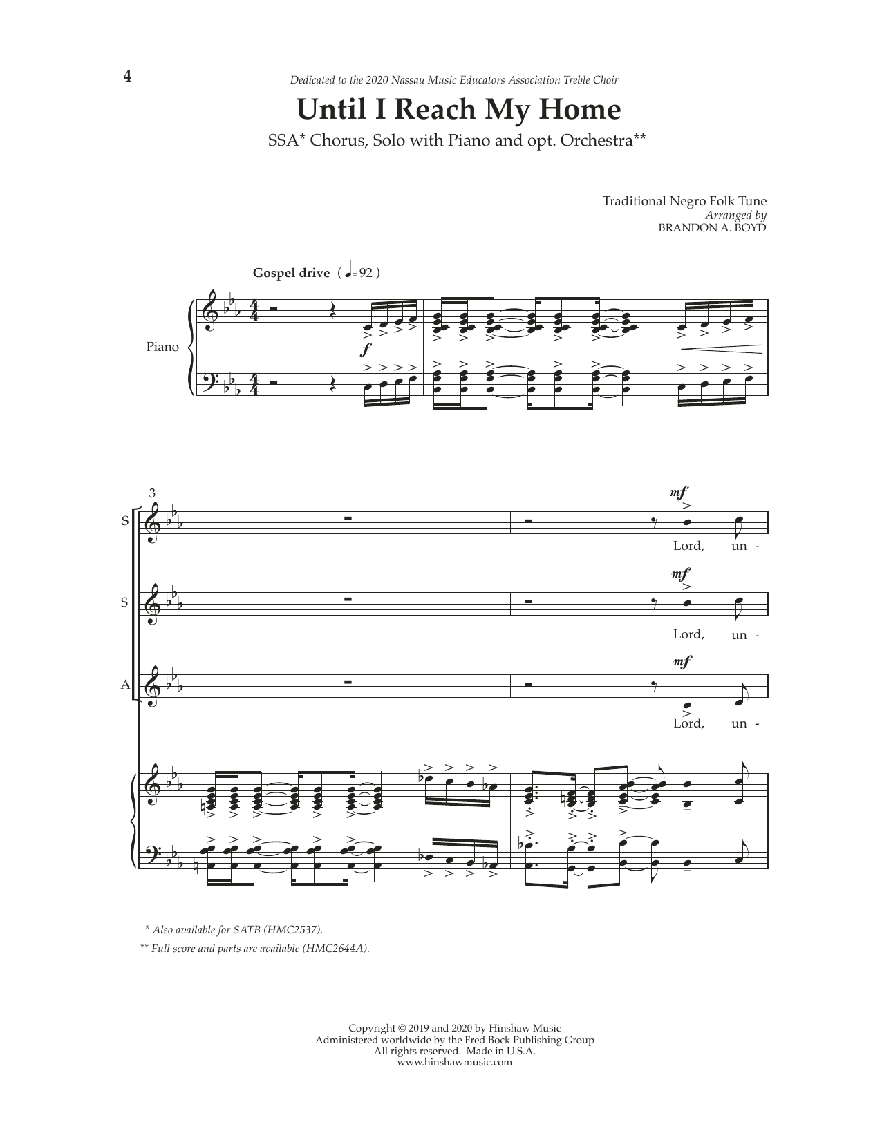 Brandon Boyd Until I Reach My Home Sheet Music Notes & Chords for SSA Choir - Download or Print PDF