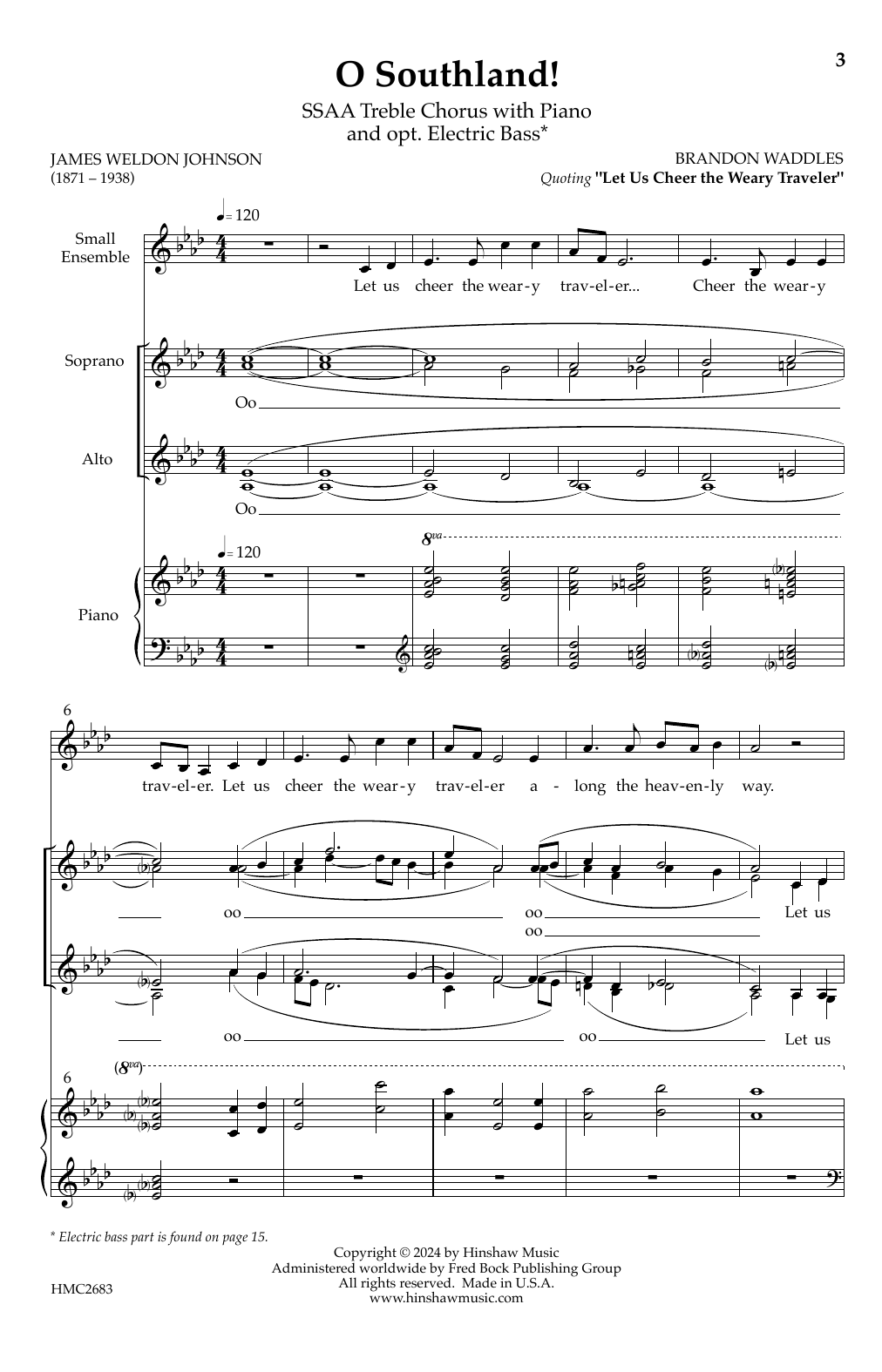 Brandon Waddles O Southland Sheet Music Notes & Chords for SSAA Choir - Download or Print PDF