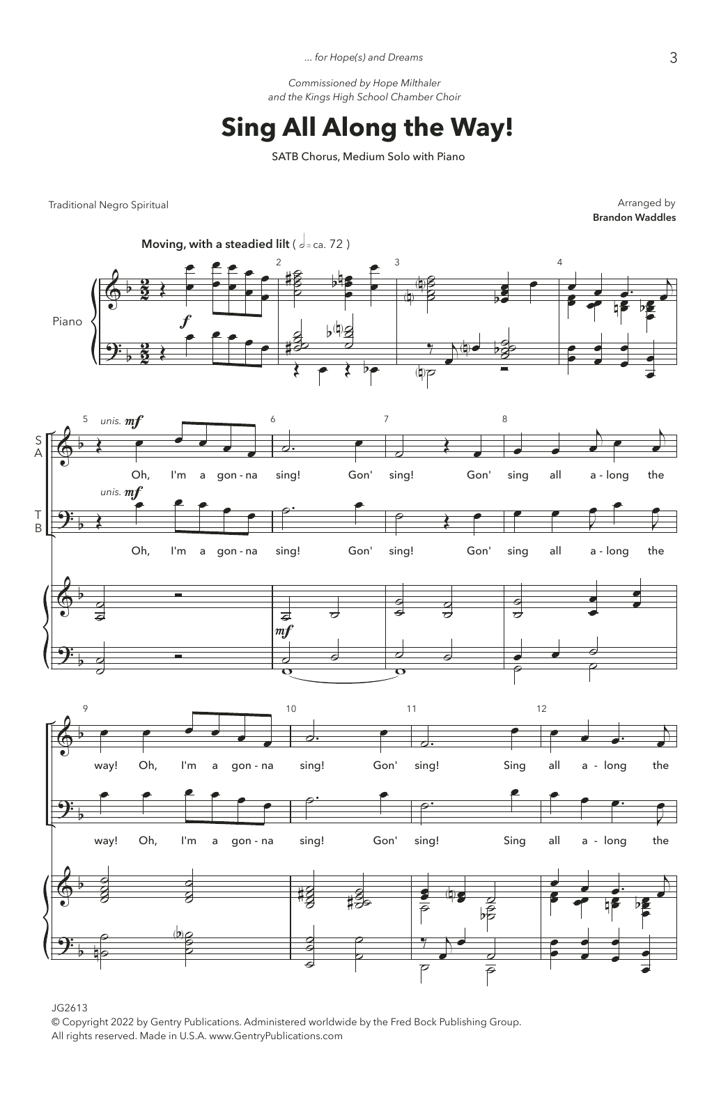 Brandon Waddles Sing All Along The Way! Sheet Music Notes & Chords for SATB Choir - Download or Print PDF