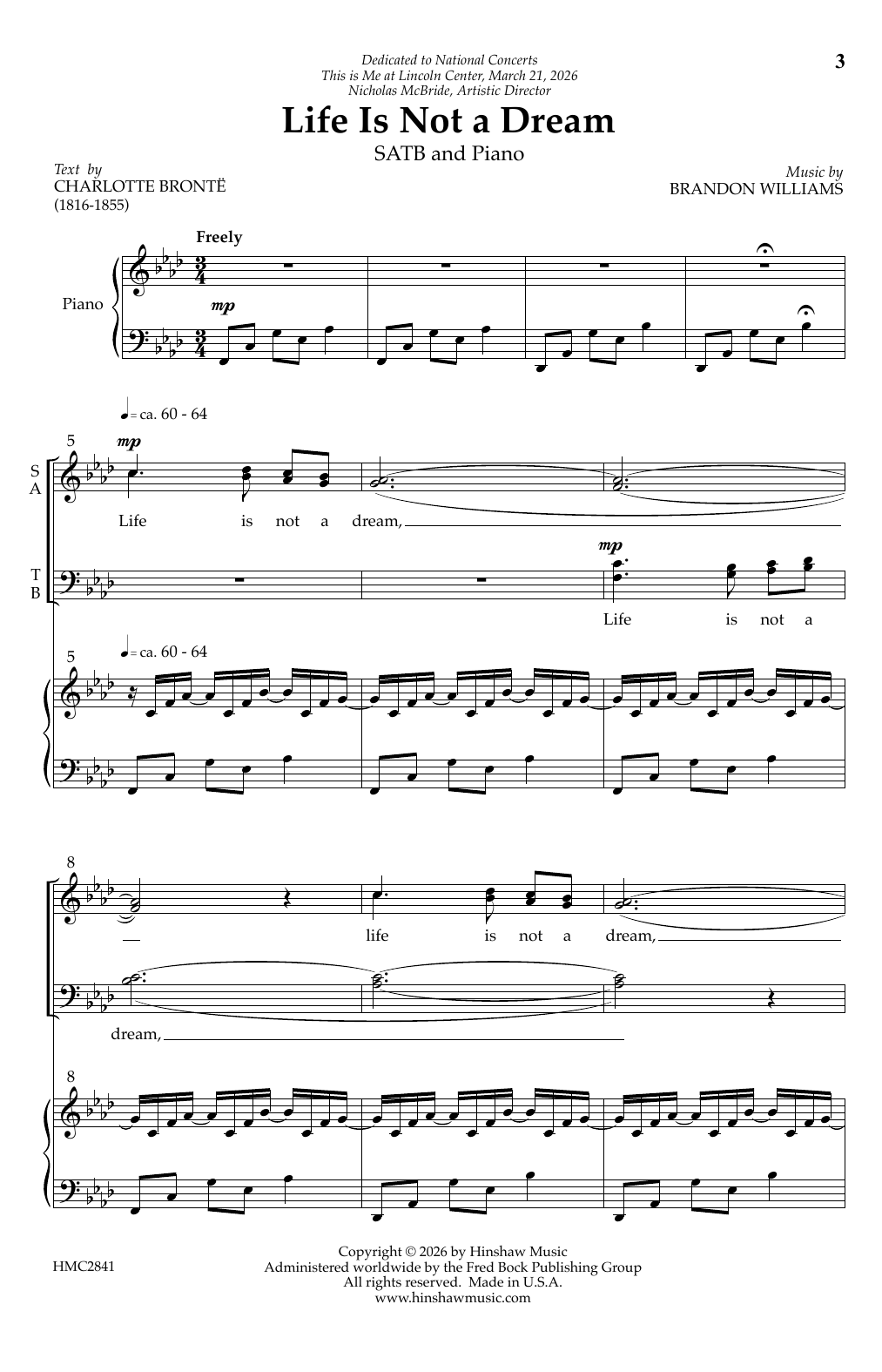 Brandon Williams Life Is Not A Dream Sheet Music Notes & Chords for SATB Choir - Download or Print PDF