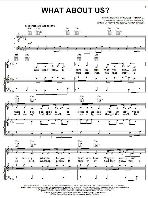 Brandy What About Us? Sheet Music Notes & Chords for Piano, Vocal & Guitar (Right-Hand Melody) - Download or Print PDF
