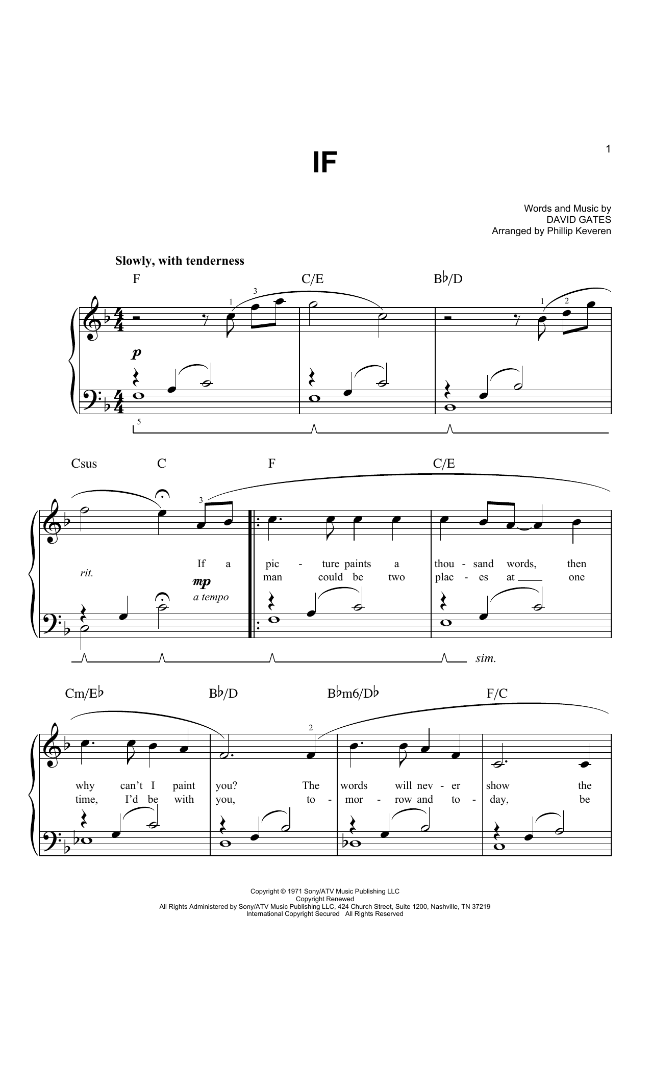 Bread If Sheet Music Notes & Chords for Easy Piano - Download or Print PDF