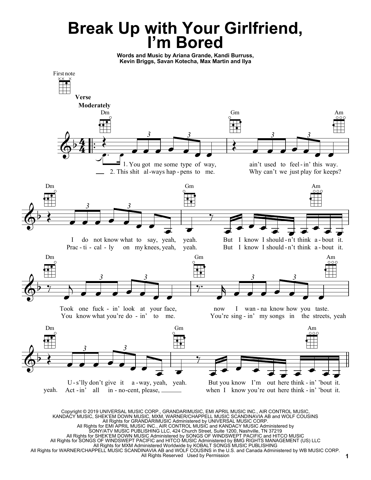 Ariana Grande Break Up With Your Girlfriend I M Bored Sheet Music Download Pdf Score 409980