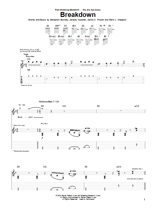 Breaking Benjamin Breakdown Sheet Music Notes & Chords for Guitar Tab - Download or Print PDF