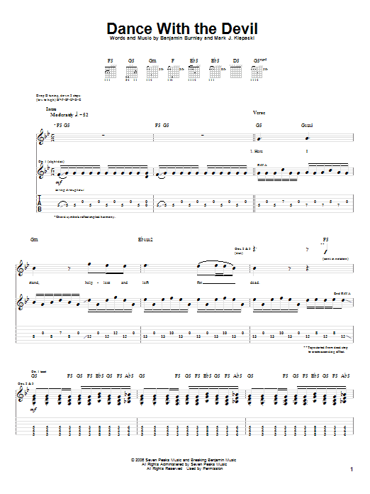 Breaking Benjamin Dance With The Devil Sheet Music Notes & Chords for Guitar Tab - Download or Print PDF