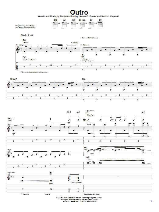 Breaking Benjamin Outro Sheet Music Notes & Chords for Guitar Tab - Download or Print PDF