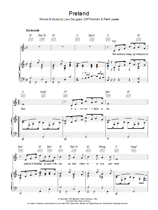 Brenda Lee Pretend Sheet Music Notes & Chords for Piano, Vocal & Guitar (Right-Hand Melody) - Download or Print PDF