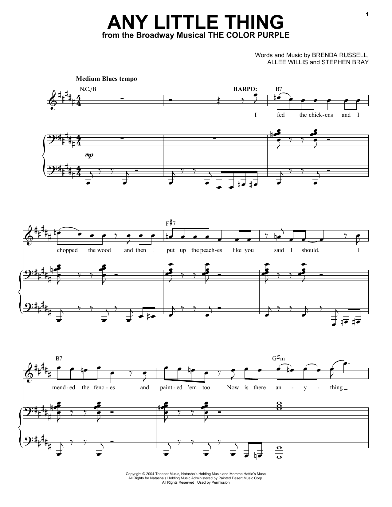 Brenda Russell Any Little Thing Sheet Music Notes & Chords for Piano & Vocal - Download or Print PDF