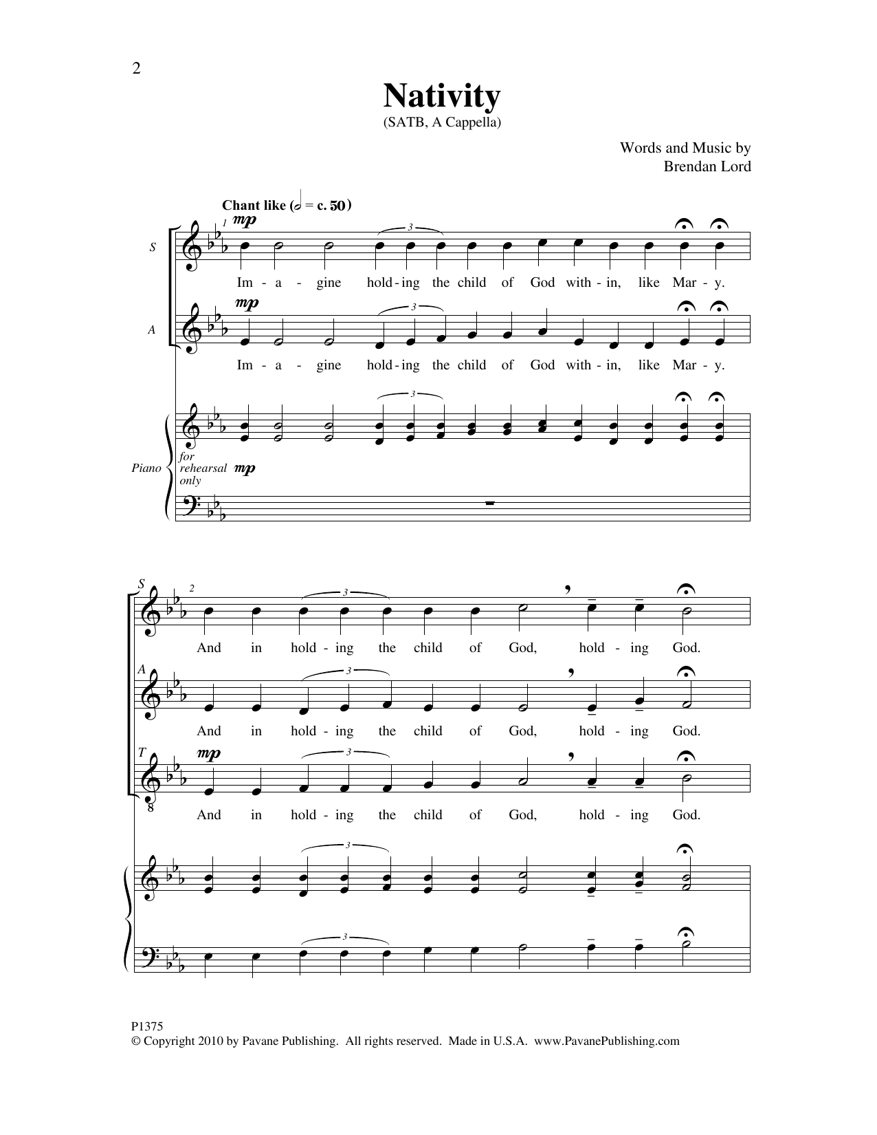 Brendan Lord Nativity Sheet Music Notes & Chords for SATB Choir - Download or Print PDF